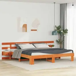Gultas Rāmis Ar Atvilktni Brūna 200 X 200 Cm Priedes Masīvkoks Vidaxl
