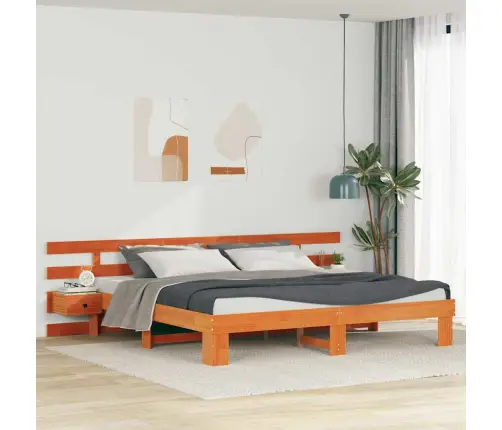 Gultas Rāmis Ar Atvilktni Brūna 200 X 200 Cm Priedes Masīvkoks Vidaxl