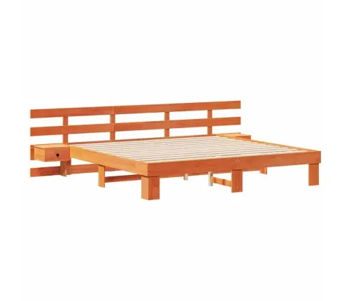 Gultas Rāmis Ar Atvilktni Brūna 200 X 200 Cm Priedes Masīvkoks Vidaxl