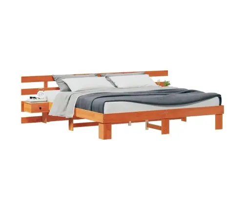 Gultas Rāmis Ar Atvilktni Brūna 200 X 200 Cm Priedes Masīvkoks Vidaxl