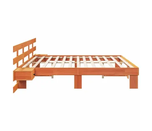 Gultas Rāmis Ar Atvilktni Brūna 200 X 200 Cm Priedes Masīvkoks Vidaxl