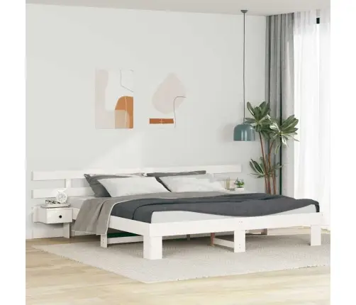 Lovos Rėmas Balta 180 X 200 Cm Kietos Pušies Mediena