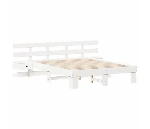 Gultas Rāmis Balts 160 X 200 Cm Cieta Priede Un Cieta Priede Vidaxl