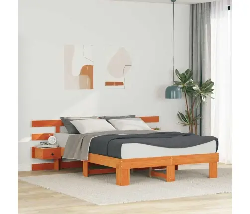 Gultas Rāmis Brūna 160 X 200 Cm Cieta Priede Un Cieta Priede Vidaxl