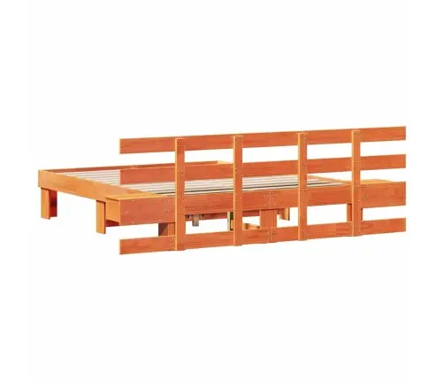 Gultas Rāmis Brūna 160 X 200 Cm Cieta Priede Un Cieta Priede Vidaxl