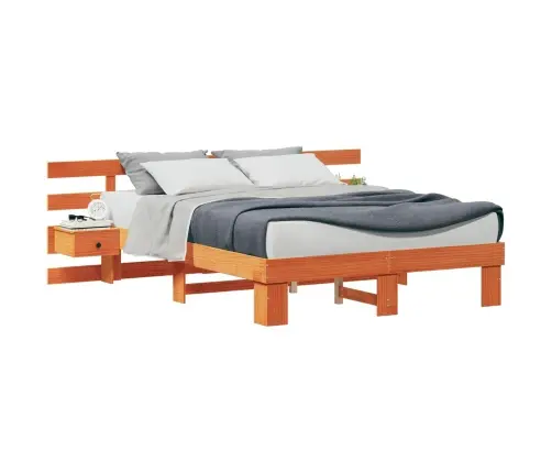 Gultas Rāmis Brūna 160 X 200 Cm Cieta Priede Un Cieta Priede Vidaxl