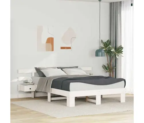 Lovos Rėmas Balta 150 X 200 Cm Kietos Pušies Mediena
