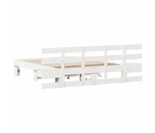 Lovos Rėmas Balta 150 X 200 Cm Kietos Pušies Mediena