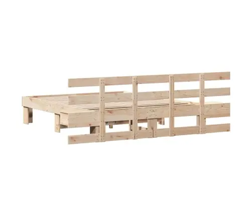 Gultas Rāmis Brūna 140 X 200 Cm Cieta Priede Un Cieta Priede Vidaxl