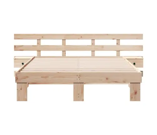 Gultas Rāmis Brūna 140 X 200 Cm Cieta Priede Un Cieta Priede Vidaxl