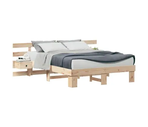 Gultas Rāmis Brūna 140 X 200 Cm Cieta Priede Un Cieta Priede Vidaxl