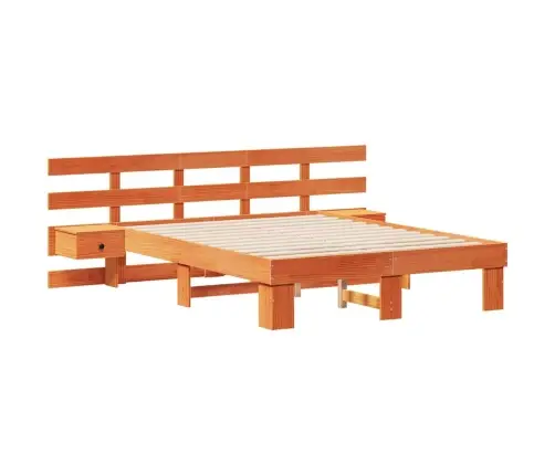 Gultas Rāmis Brūna 140 X 190 Cm Cieta Priede Un Cieta Priede Vidaxl