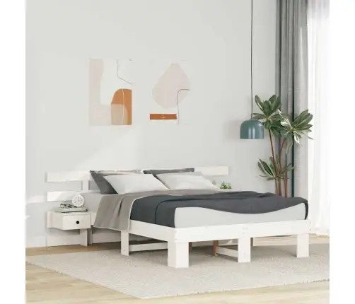 Gultas Rāmis Balts 135 X 190 Cm Cieta Priede Un Cieta Priede Vidaxl