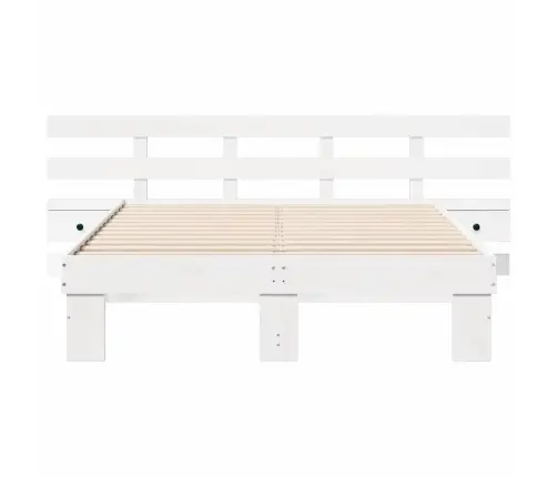 Gultas Rāmis Balts 135 X 190 Cm Cieta Priede Un Cieta Priede Vidaxl