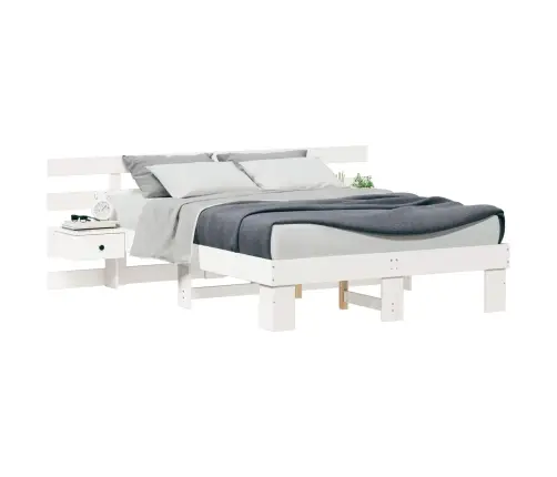 Gultas Rāmis Balts 135 X 190 Cm Cieta Priede Un Cieta Priede Vidaxl