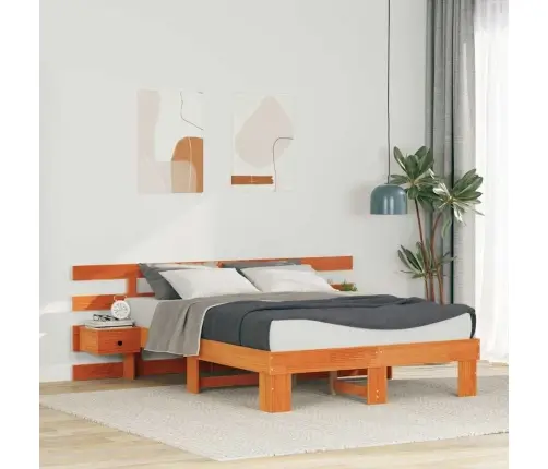 Gultas Rāmis Brūna 135 X 190 Cm Cieta Priede Un Cieta Priede Vidaxl