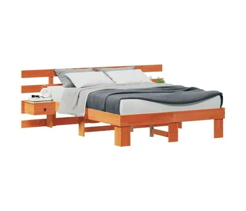 Gultas Rāmis Brūna 135 X 190 Cm Cieta Priede Un Cieta Priede Vidaxl