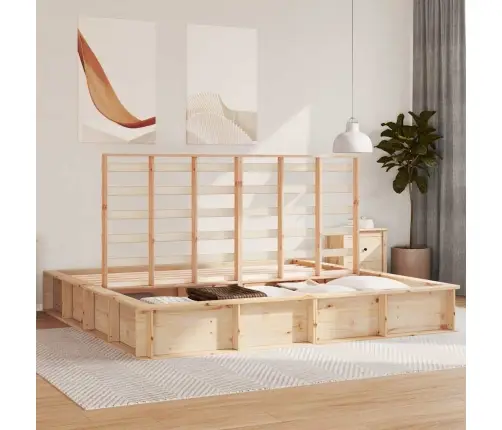 Gultas Rāmis Ar Uzglabāšanu Brūna 200 X 200 Cm Priežu Koks Vidaxl
