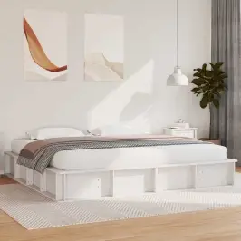 Gultas Rāmis Balts 180 X 200 Cm Ciets Priedes Koks Vidaxl