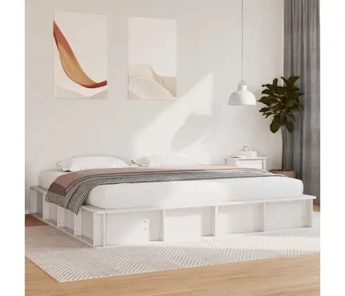 Gultas Rāmis Ar Uzglabāšanu Balts 180 X 200 Cm Koks Un Metāls Vidaxl