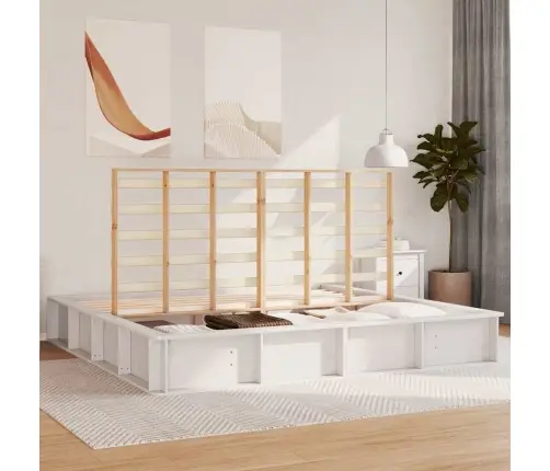 Gultas Rāmis Ar Uzglabāšanu Balts 180 X 200 Cm Koks Un Metāls Vidaxl