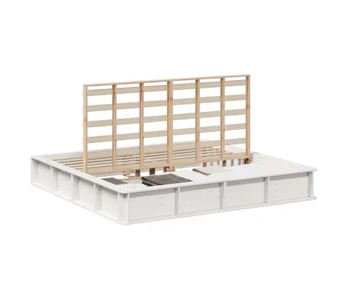 Gultas Rāmis Ar Uzglabāšanu Balts 180 X 200 Cm Koks Un Metāls Vidaxl