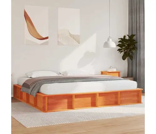 Gultas Rāmis Ar Pacelšanas Uzglabāšanu, Vaska Brūnā Krāsā, 180 X 200 Cm, Cietā Priede Vidaxl