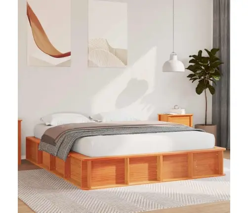 Gultas Rāmis Ar Pacelšanas Uzglabāšanu Brūnā Krāsā, 160 X 200 Cm, No Cieta Priežu Koka Vidaxl