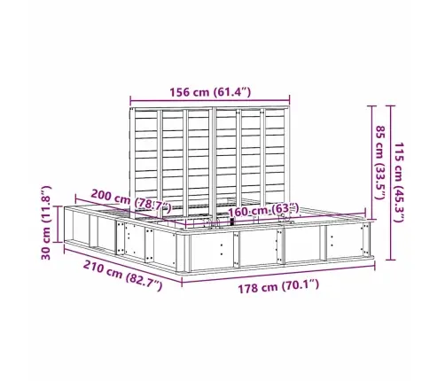 Gultas Rāmis Ar Pacelšanas Uzglabāšanu Brūnā Krāsā, 160 X 200 Cm, No Cieta Priežu Koka Vidaxl