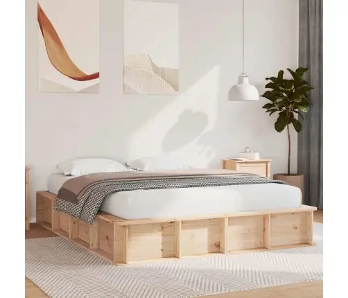 Gultas Rāmis Ar Pacelšanas Uzglabāšanu - 150 X 200 Cm, Cietā Priedes Koks Vidaxl