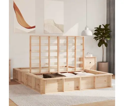 Gultas Rāmis Ar Pacelšanas Uzglabāšanu - 150 X 200 Cm, Cietā Priedes Koks Vidaxl