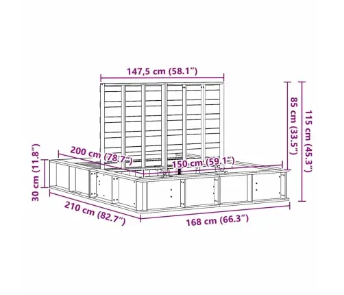 Voodi Raam Vahapruun 150 X 200 Cm Tahke Mänd