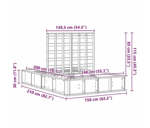 Lovos Rėmas Ruda 140 X 200 Cm Kietos Pušies Mediena