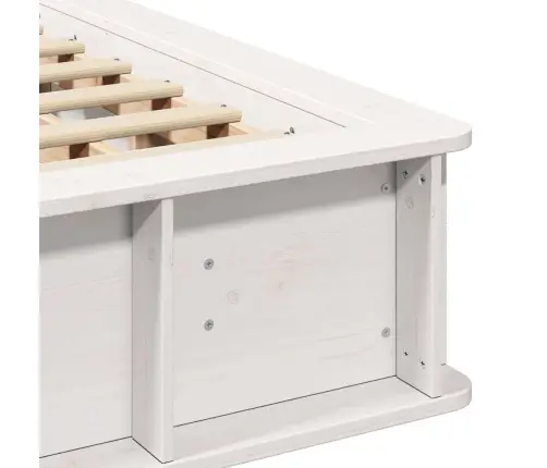 Voodi Raam Valge 140 X 200 Cm Tahke Mänd