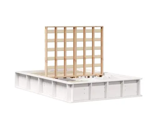 Voodi Raam Valge 140 X 200 Cm Tahke Mänd