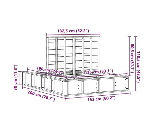 Gultas Rāmis Ar Uzglabāšanu Balts 135 X 190 Cm Koka Vidaxl