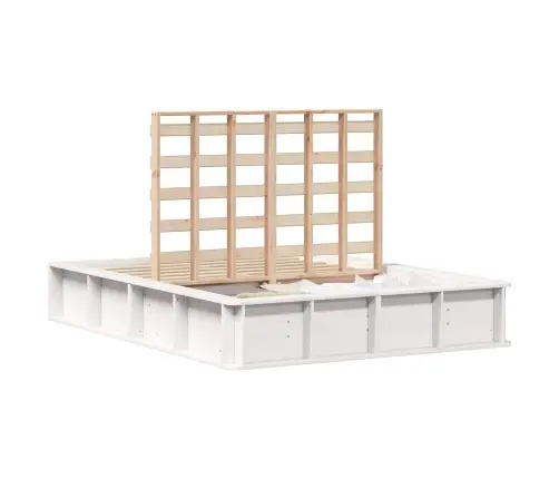 Gultas Rāmis Ar Uzglabāšanu Balts 120 X 190 Cm Koka Vidaxl