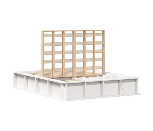 Gultas Rāmis Ar Uzglabāšanu Balts 120 X 190 Cm Koka Vidaxl
