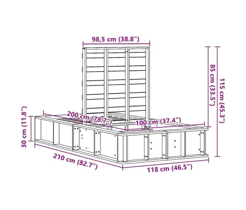 Gultas Rāmis Ar Uzglabāšanu Brūna 100 X 200 Cm Koka Vidaxl