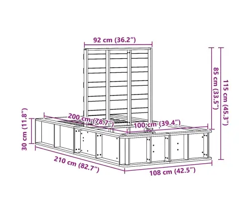 Gultas Rāmis Ar Uzglabāšanu Balts 100 X 200 Cm Masīvkoks Vidaxl