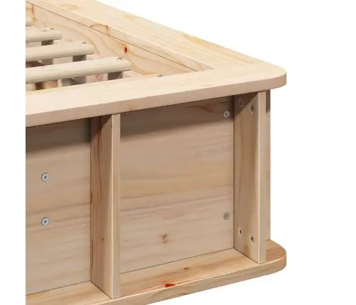 Gultas Rāmis Ar Uzglabāšanu Brūna 90 X 200 Cm Priedes Masīvkoks Vidaxl