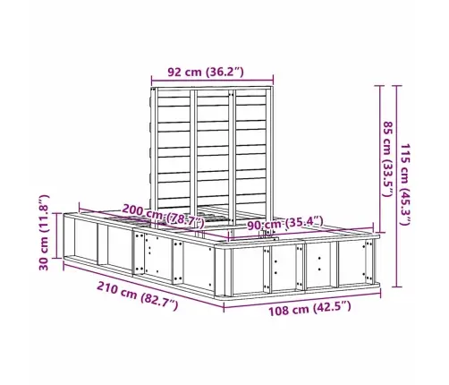 Gultas Rāmis Ar Uzglabāšanu Brūna 90 X 200 Cm Priedes Masīvkoks Vidaxl