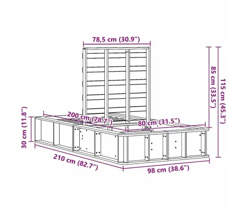 Lovos Rėmas Ruda 80 X 200 Cm Kietos Pušies Mediena