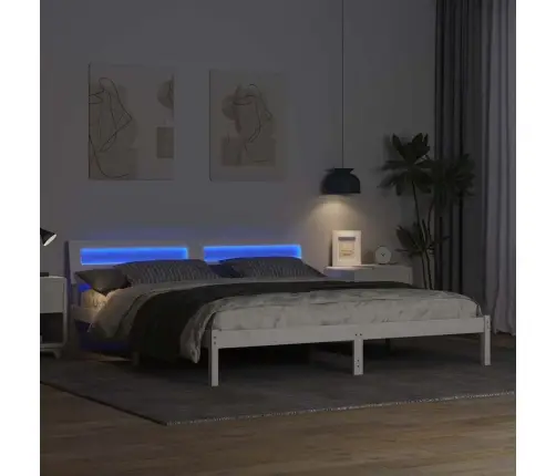 Lovos Rėmas Balta 200 X 200 Cm Kietos Pušies Mediena