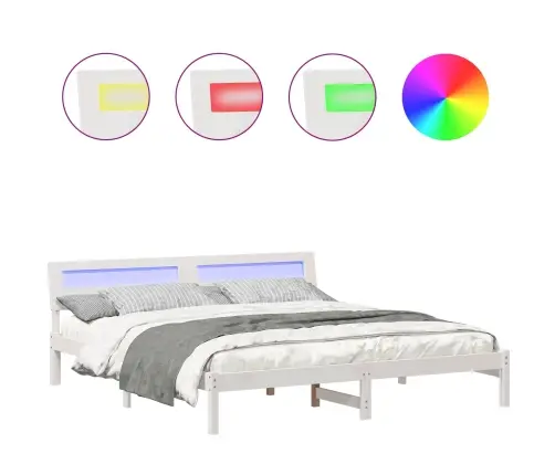 Lovos Rėmas Balta 200 X 200 Cm Kietos Pušies Mediena