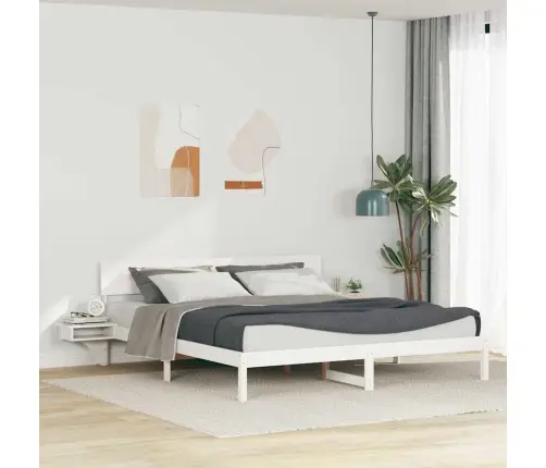 Lovos Rėmas Balta 200 X 200 Cm Kietos Pušies Mediena