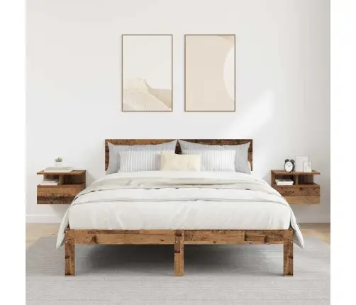 Läbiv Voodiäär 2 Pcs Vana Puit 40 X 31 X 27 Cm Tehispuit