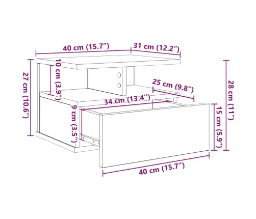 Läbiv Voodiäär 2 Pcs Vana Puit 40 X 31 X 27 Cm Tehispuit