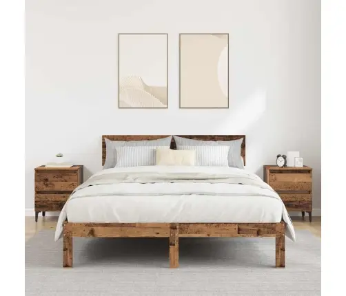 Šalia Lovos Spintelė 2 Pcs Sena Mediena 40 X 35 X 50 Cm