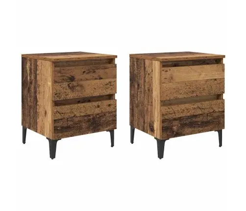 Šalia Lovos Spintelė 2 Pcs Sena Mediena 40 X 35 X 50 Cm